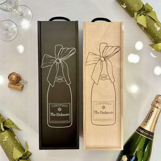 Personalised Wine Box Engraved Champagne Bottle