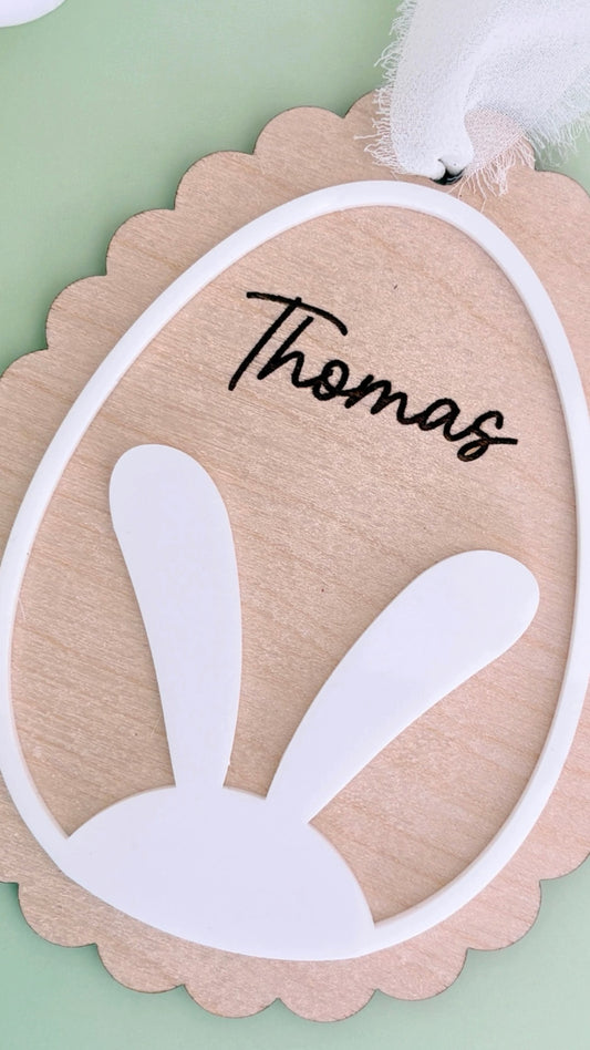 Scalloped Easter Basket Tag Bunny Ears