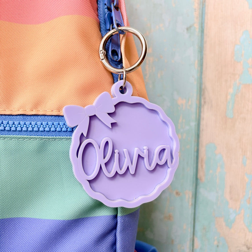 Name Keyring, Custom Bow Bag Charm