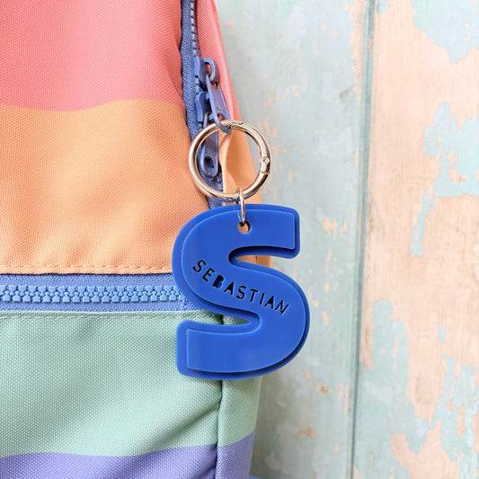 Initial Name Keyring, Custom Engraved Acrylic Keychain