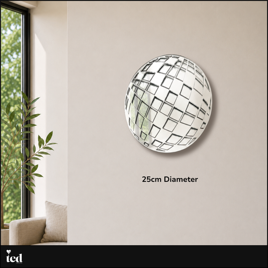 Silver Disco Ball Wall Mirror Art