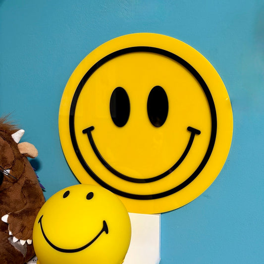Smiley Face Acrylic Wall Art, Happy Emoji