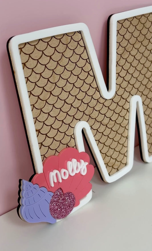 Mermaid Letter, Wooden Name Initial Sign