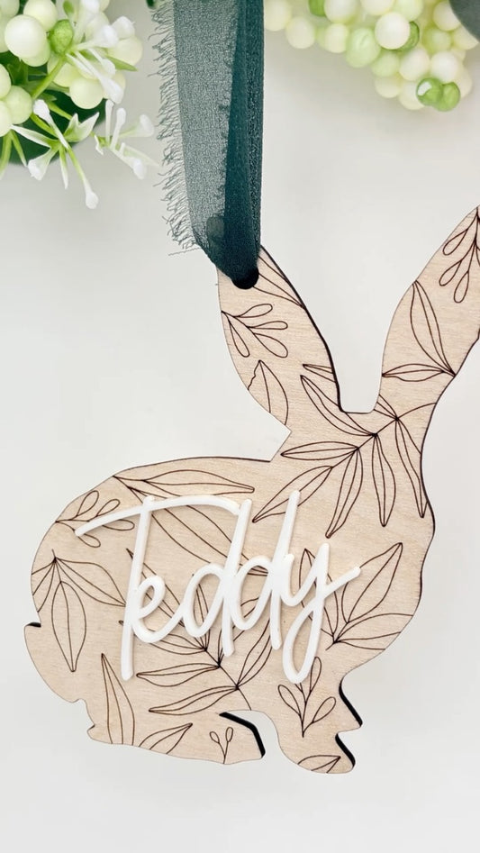 Easter Basket Tag Botanical Bunny