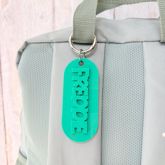 Pill Shaped Name Acrylic Keyring
