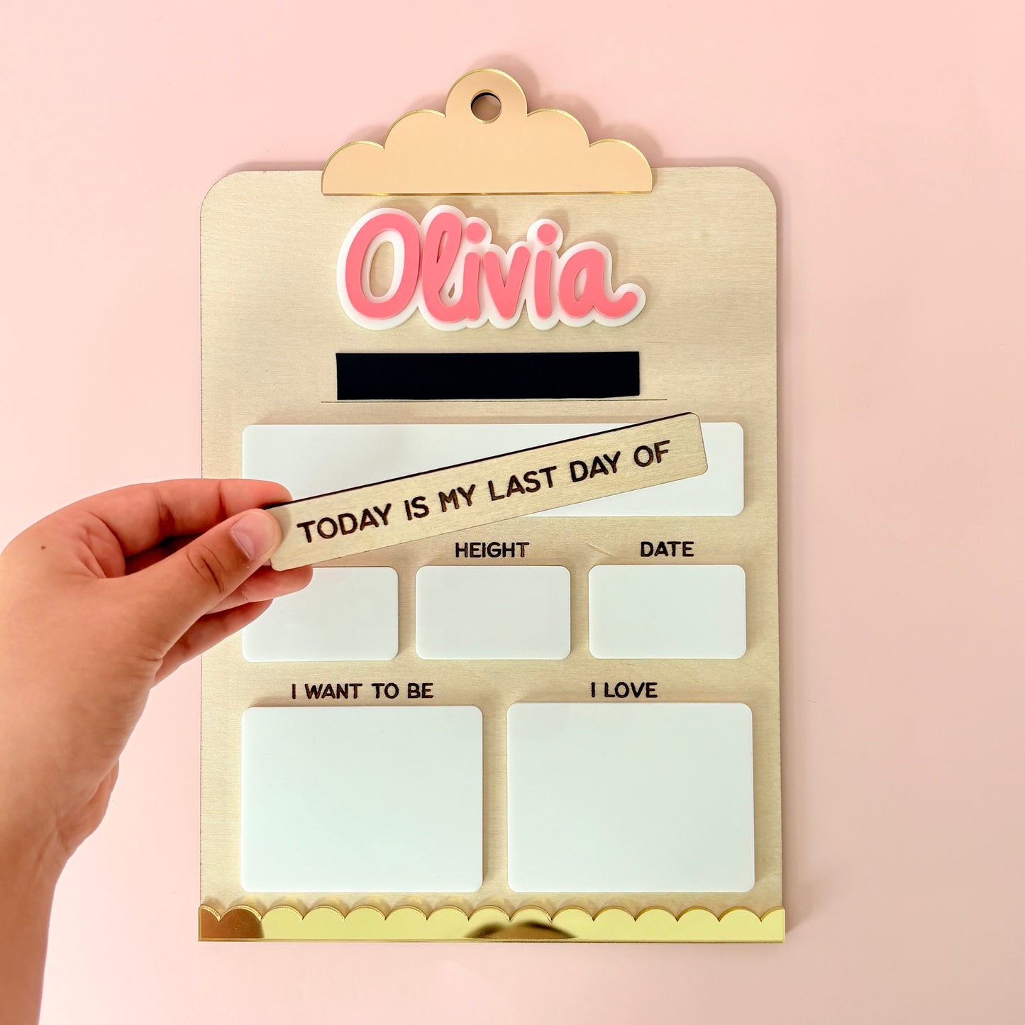 Wooden First & Last Day School Board, Reusable, Kids Photo Prop