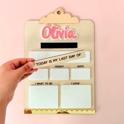 Wooden First & Last Day School Board, Reusable, Kids Photo Prop