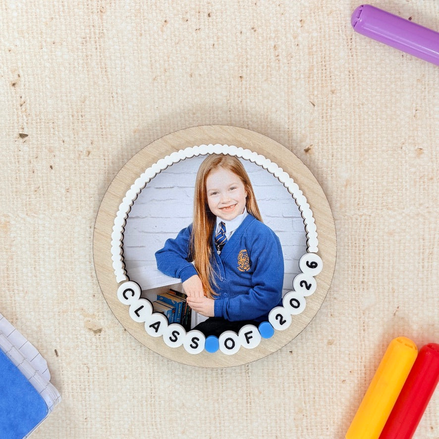 Round Wooden Class Of 2026 School Photo Frame