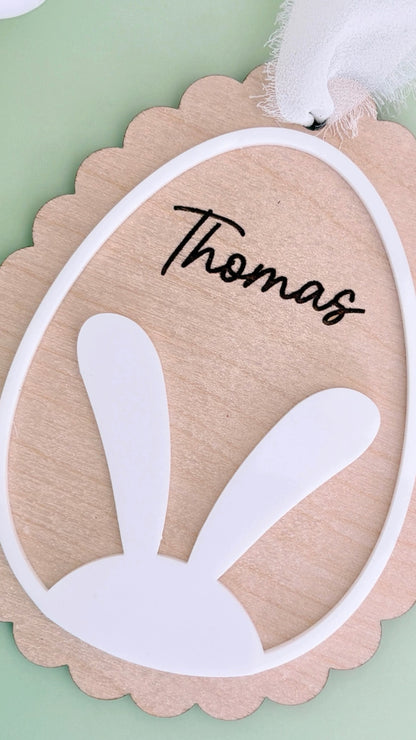 Scalloped Easter Basket Tag Bunny Ears
