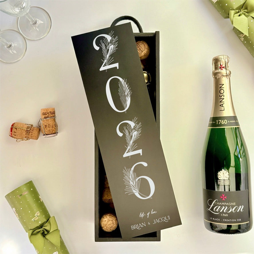 Christmas Wine Box Pine Tree Date
