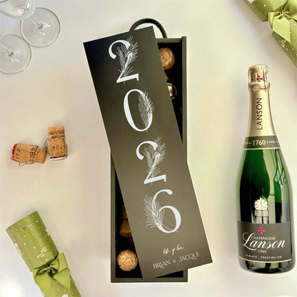 Christmas Wine Box Pine Tree Date