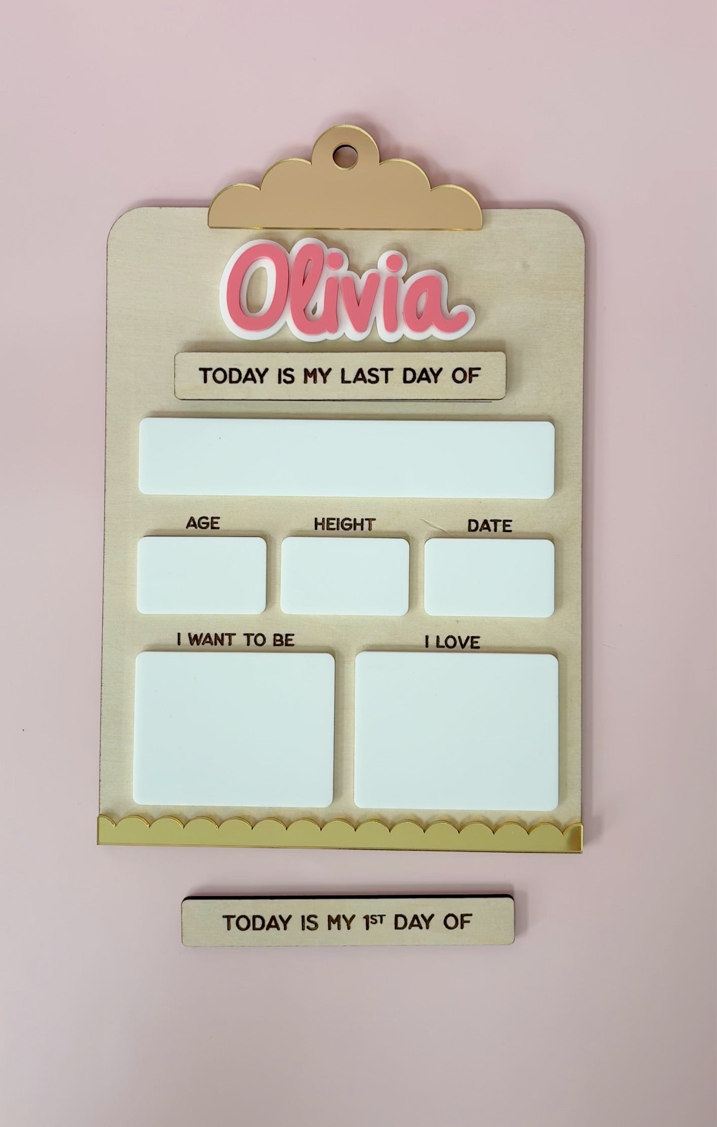 Wooden First & Last Day School Board, Reusable, Kids Photo Prop