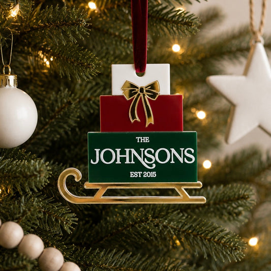 Gold Sleigh Personalised Family Name