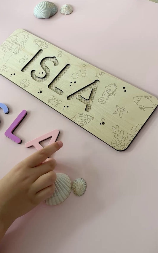 Mermaid Name Puzzle, Wooden Letter Puzzle
