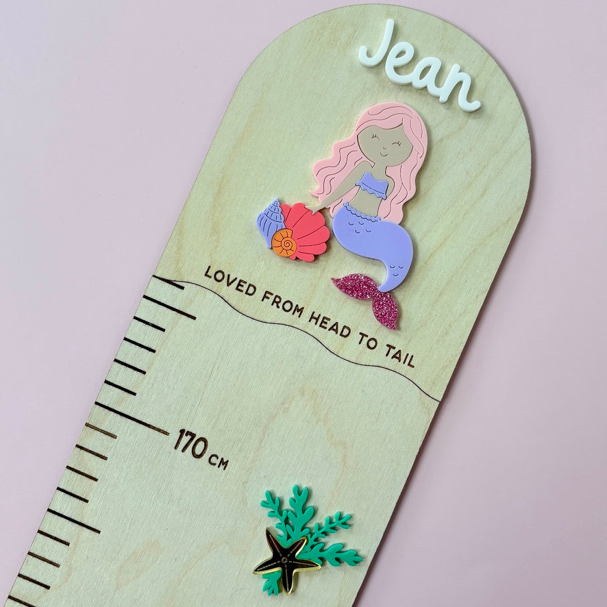 Mermaid Growth Wooden Height Chart