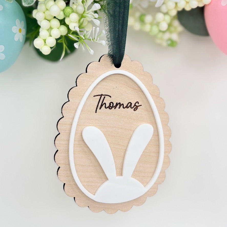 Scalloped Easter Basket Tag Bunny Ears