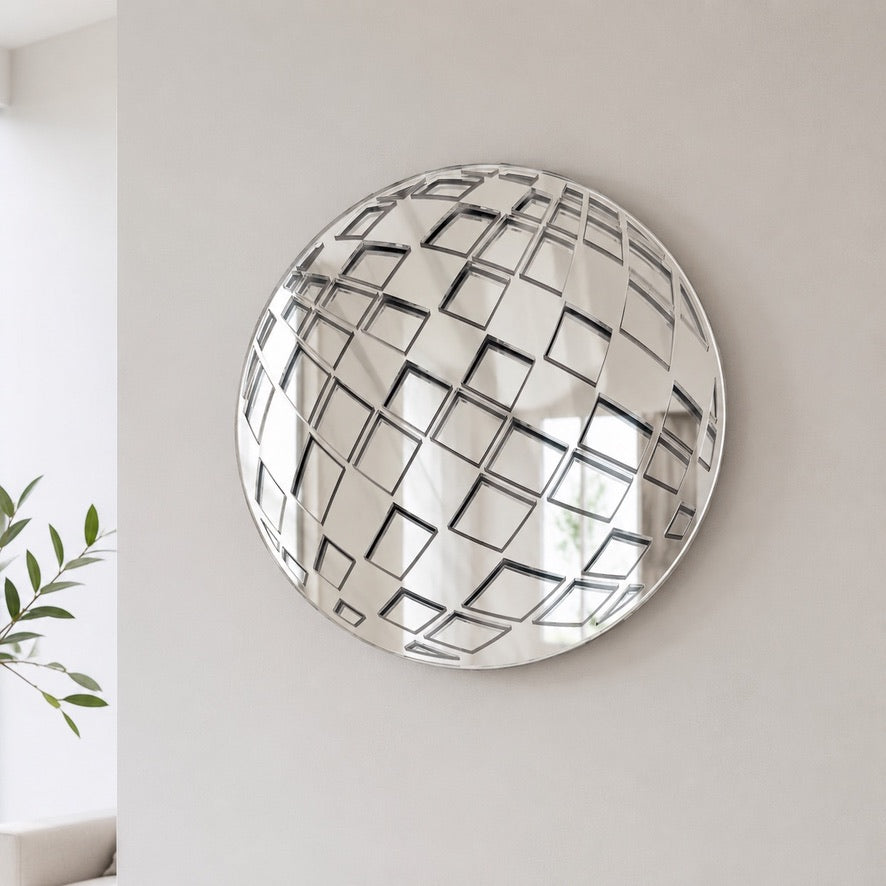 Silver Disco Ball Wall Mirror Art