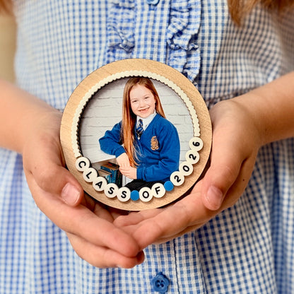 Round Wooden Class Of 2026 School Photo Frame
