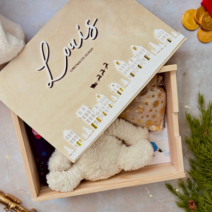 Handmade Personalised Wooden Keepsake Box - Winter Village