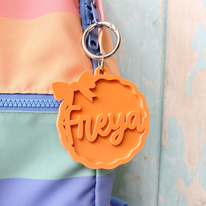 Name Keyring, Custom Bow Bag Charm