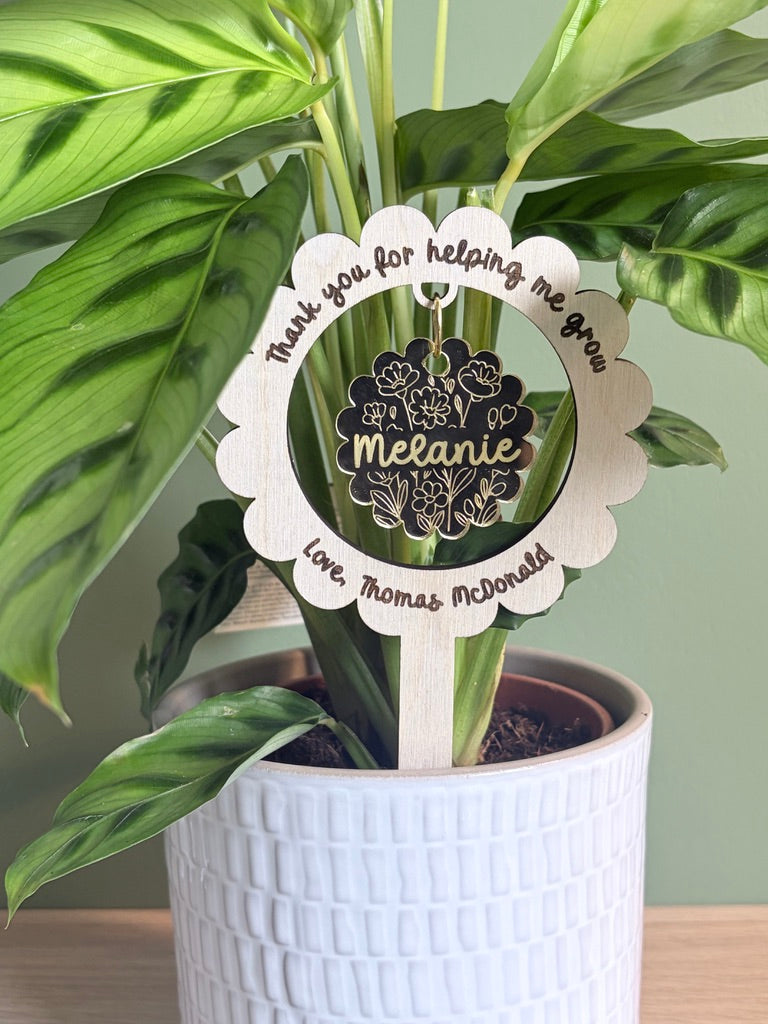 Teacher Plant Stake, Custom Wooden Plant Marker