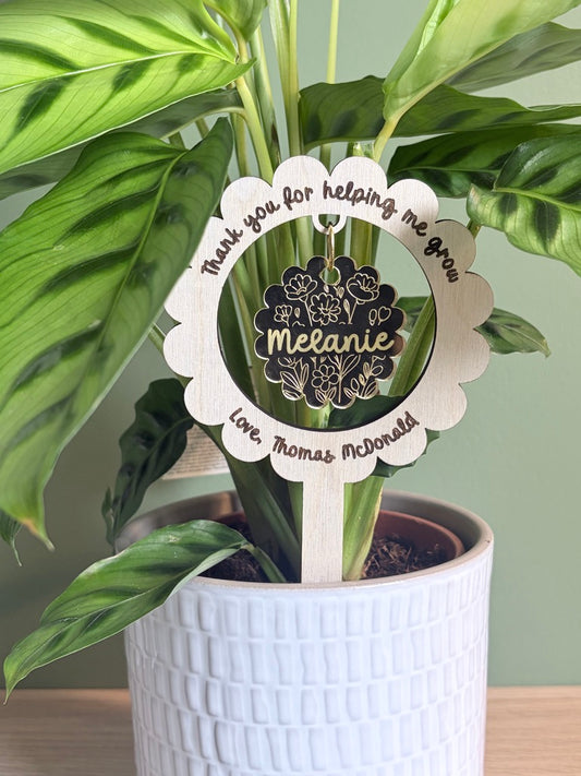 Teacher Plant Stake, Custom Wooden Plant Marker