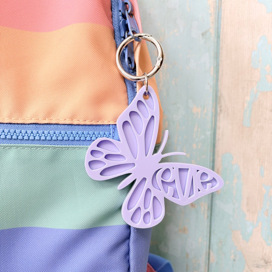 Butterfly Name Keyring, Custom Acrylic Bag Charm
