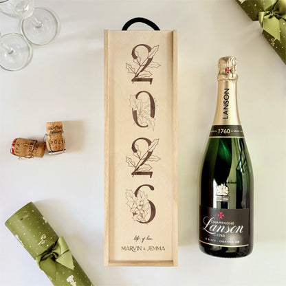 Christmas Wine Box Holly Tree Date