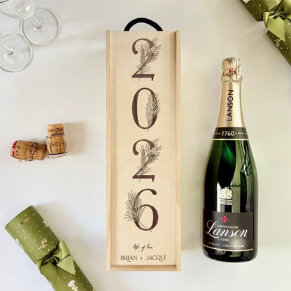 Christmas Wine Box Pine Tree Date
