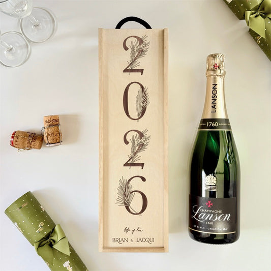 Christmas Wine Box Pine Tree Date