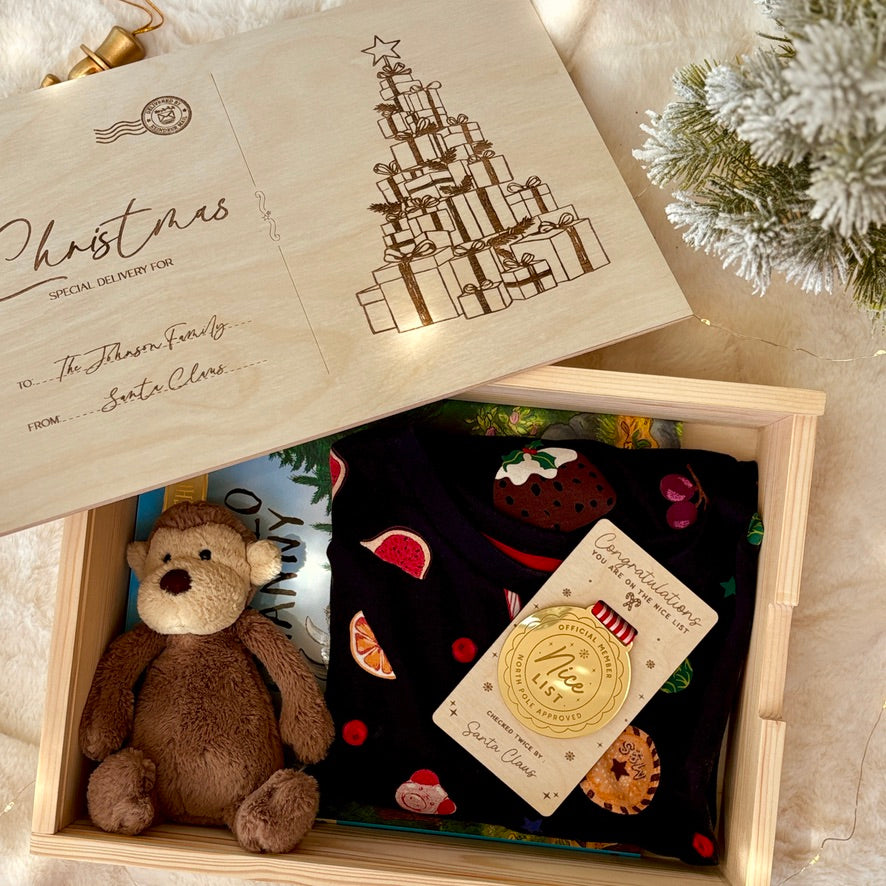 Handmade Personalised Wooden Keepsake Box - Christmas Post