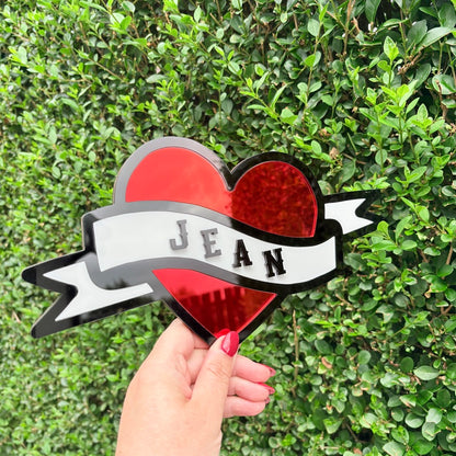 Tattoo Heart Wall Art, Custom Name