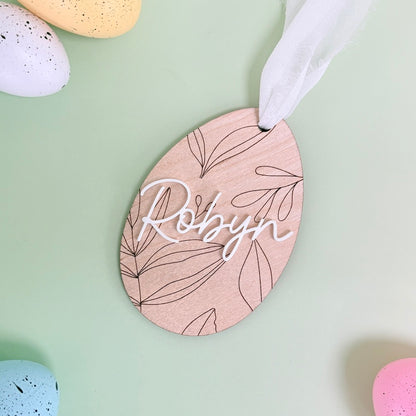 Easter Basket Tag Botanical Egg