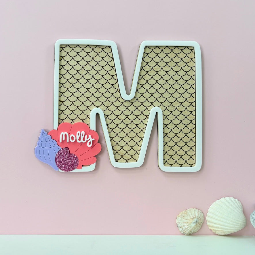 Mermaid Letter, Wooden Name Initial Sign