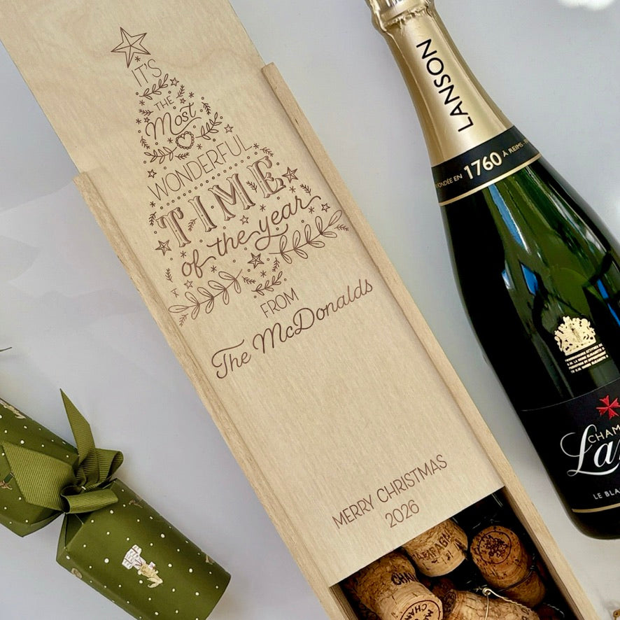 Christmas Wine Box Most Wonderful Time of the Year