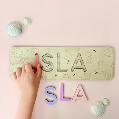 Mermaid Name Puzzle, Wooden Letter Puzzle