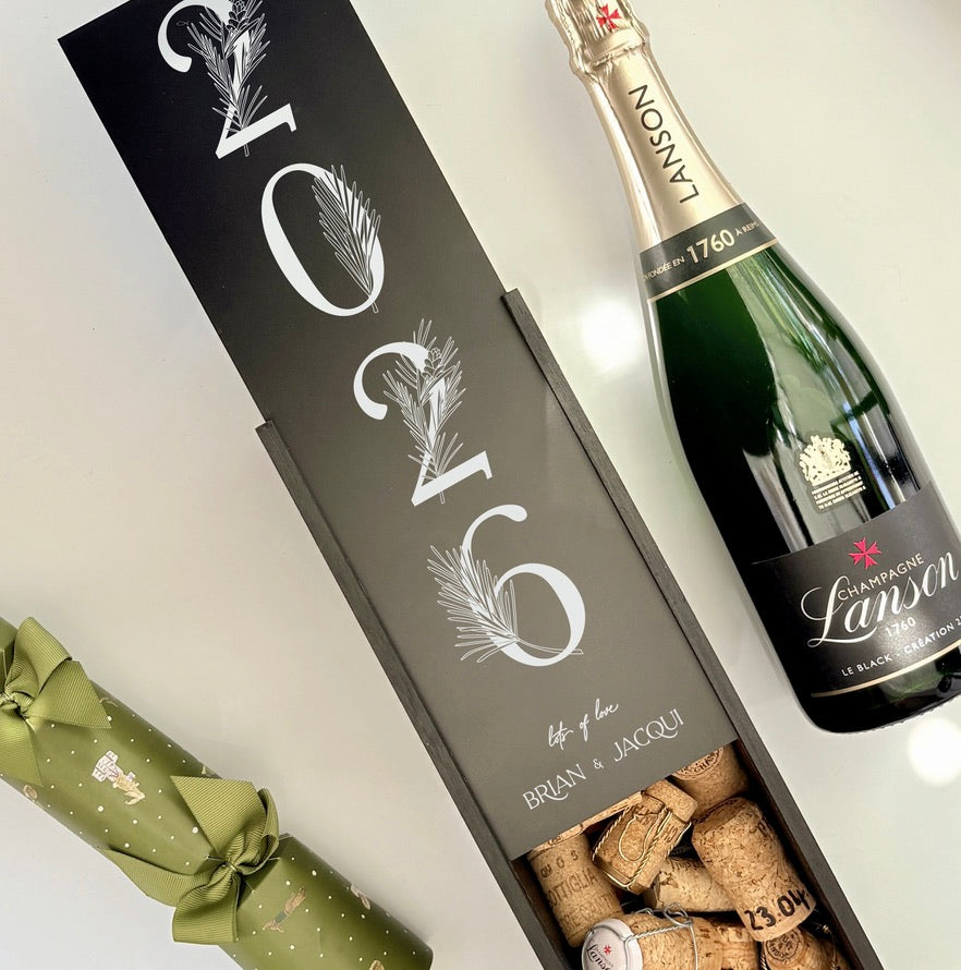 Christmas Wine Box Pine Tree Date