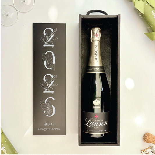 Christmas Wine Box Holly Tree Date