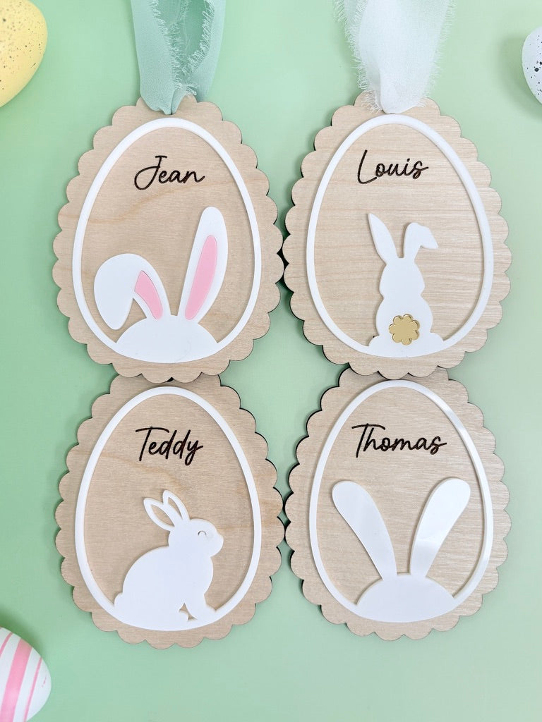 Scalloped Easter Basket Tag Bunny Tail