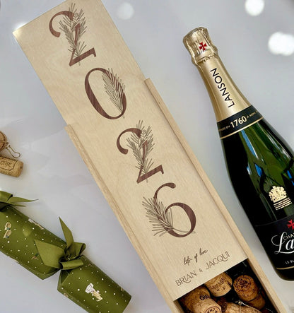 Christmas Wine Box Pine Tree Date