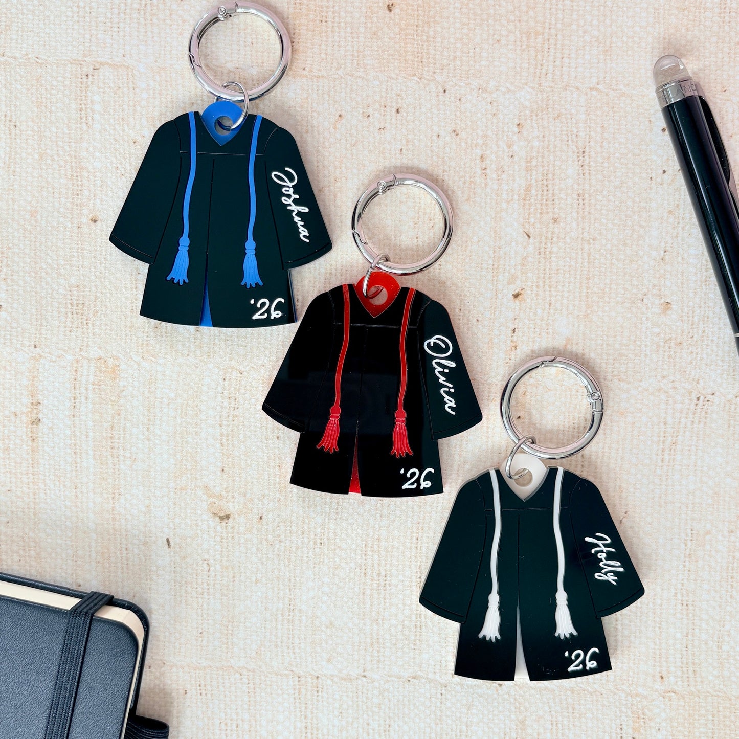 Graduation Gown Keyring School Leaver Bagtag