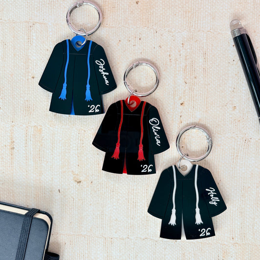 Graduation Gown Keyring School Leaver Bagtag