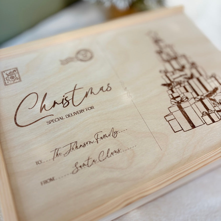 Handmade Personalised Wooden Keepsake Box - Christmas Post