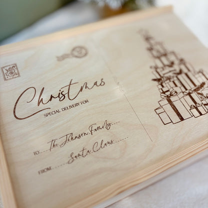 Handmade Personalised Wooden Keepsake Box - Christmas Post