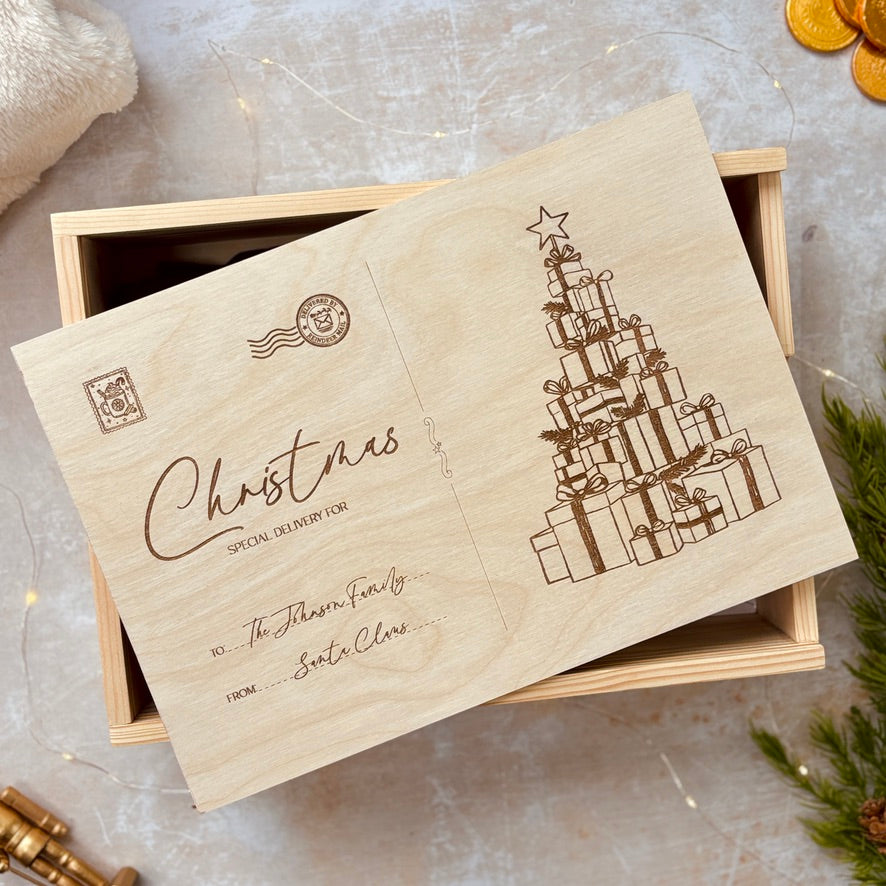 Handmade Personalised Wooden Keepsake Box - Christmas Post