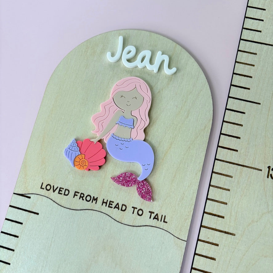Mermaid Growth Wooden Height Chart