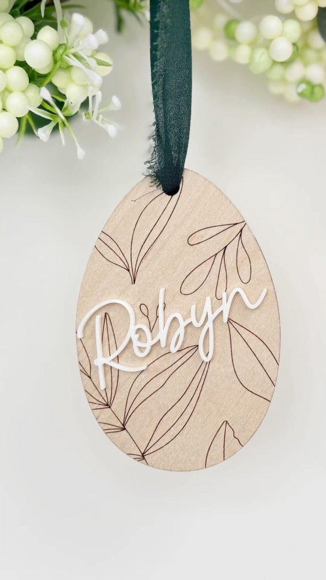 Easter Basket Tag Botanical Egg