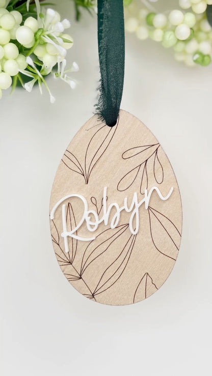 Easter Basket Tag Botanical Egg