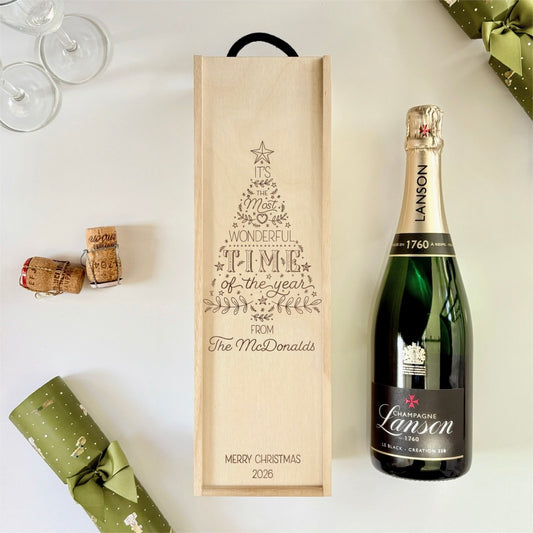 Christmas Wine Box Most Wonderful Time of the Year