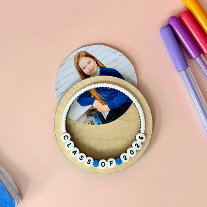 Round Wooden Class Of 2026 School Photo Frame